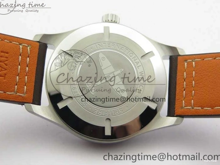 MIROTIME 0224 Original Pilot IW326803 SS MK 1:1 Best Edition Black Dial on Brown Leather Strap MIYOTA 7146